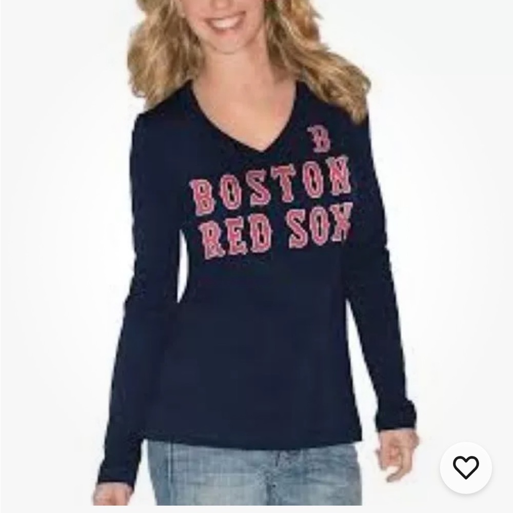 BOSTON RED SOX G-III FOR HER OFFICIAL MLB WOMENS BLUE LONG SLEEVE SHIRT SZ MD
